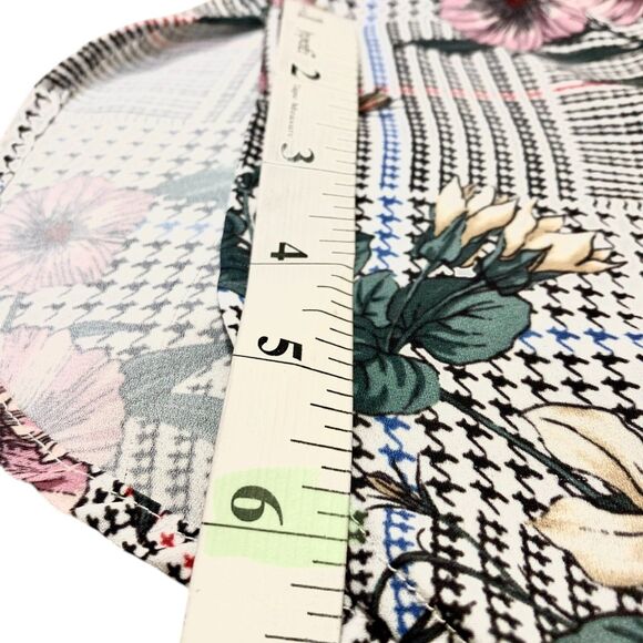 Chelsea & Theodore L Blouse Floral Houndstooth Button Front Layer Grandmacore - Picture 6 of 11